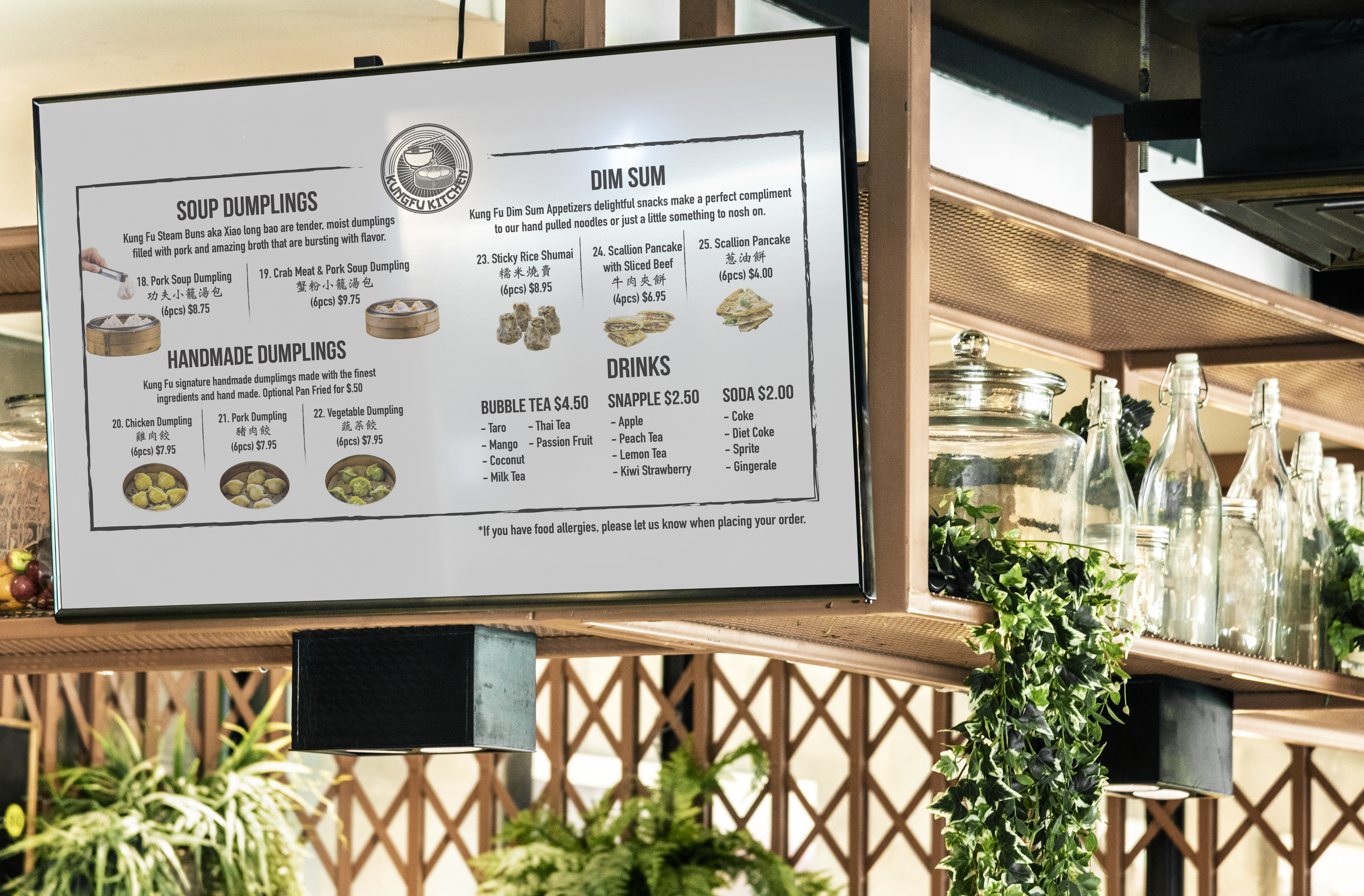 TV screen mockup in a restaurant